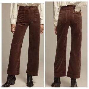 Anthropologie Maeve brown corduroy cropped wide leg trousers